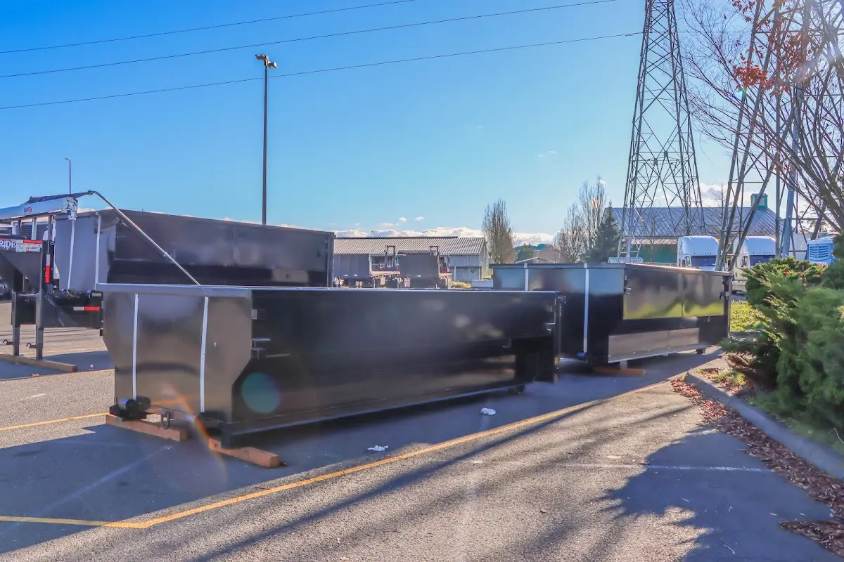 Roll-off dumpster ready for waste disposal at job site for 2 Yard Dumpster Rental in Carbondale